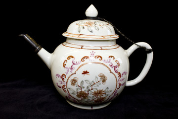 Oriental Tea Pot on Black Background