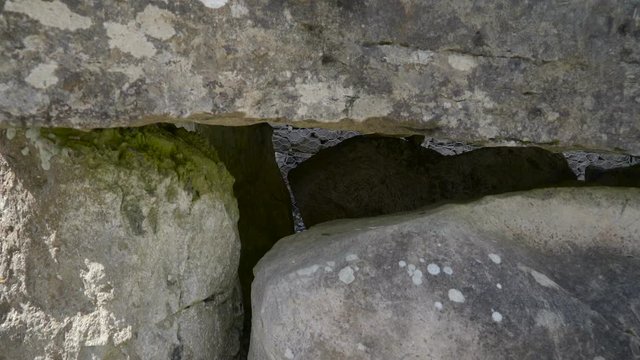 Closer look of the inside of the stonehenge in the Carrowmore Megalithic Cemetery in Ireland