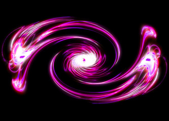 Abstract the mysterious purple flower swirls in dark space. Fractal art graphics