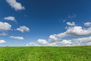 Green meadow and sky with clouds