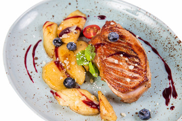 roast meat wit pear