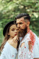 halloween couple with blood