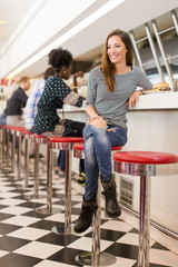 Woman in diner