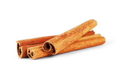 Cinnamon sticks isolated on white background