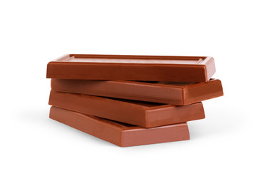 close up a chocolate bar on white background