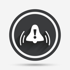 Alarm bell with exclamation mark icon. Wake up.
