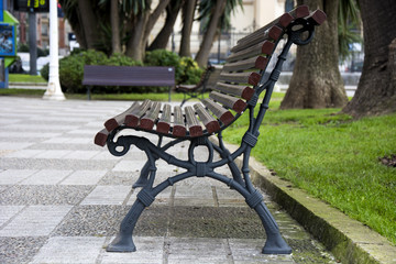 Metal and wood bench