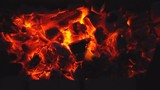 Burning coals in the fireplace