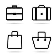  bag icon in black color set illustration
