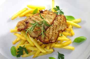 fried meat and chips
