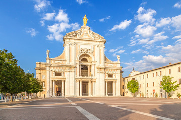 Fototapeta premium Assisi, Italy. The facade of the church of Santa Maria degli Angeli