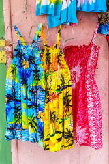 Tropical Dresses at a Caribbean market.