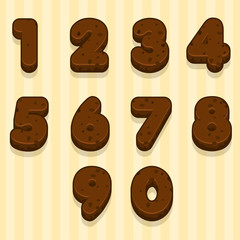 Cartoon Chocolate cookie font, biskvit figures, vector food in vector