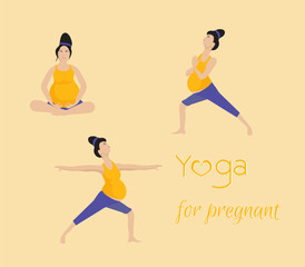 Set of yoga poses for pregnant women made in vector.