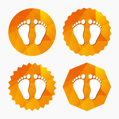 Child pair of footprint sign icon. Barefoot .
