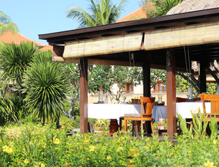 chair at summer terrace restaurant