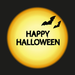 vector illustration with inscription Happy Halloween and bats