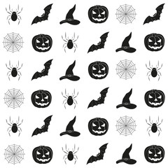 icon set for Halloween isolated on white background