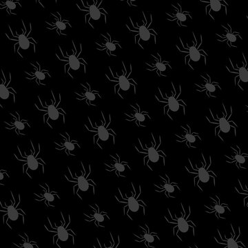 vector pattern of spiders on black background
