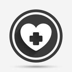 Obraz premium Medical heart sign icon. Cross symbol.