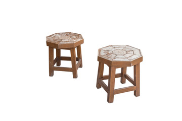 Wooden stool isolated on white background.with clipping path