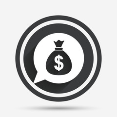 Money bag sign icon. Dollar USD currency.