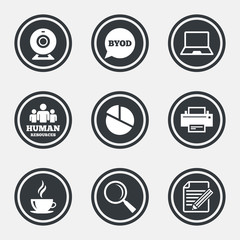 Office, documents and business icons.