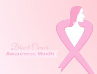 Female silhouette. Breast Cancer Awareness Month. Vector.