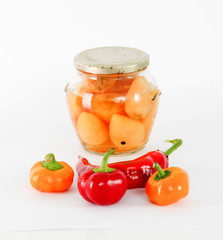 Canning, Jar, Food.vegetableson white background