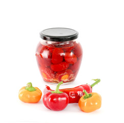 Canning, Jar, Food.vegetableson white background