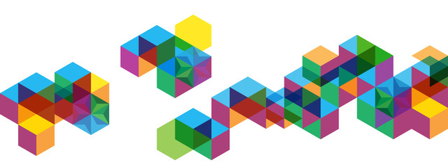 Abstract of colored cubes on white background