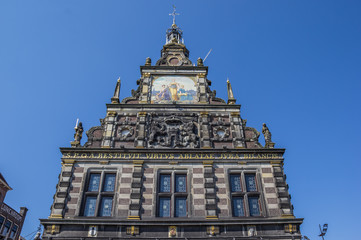 Fototapeta na wymiar Facade of the historical weigh house in Alkmaar