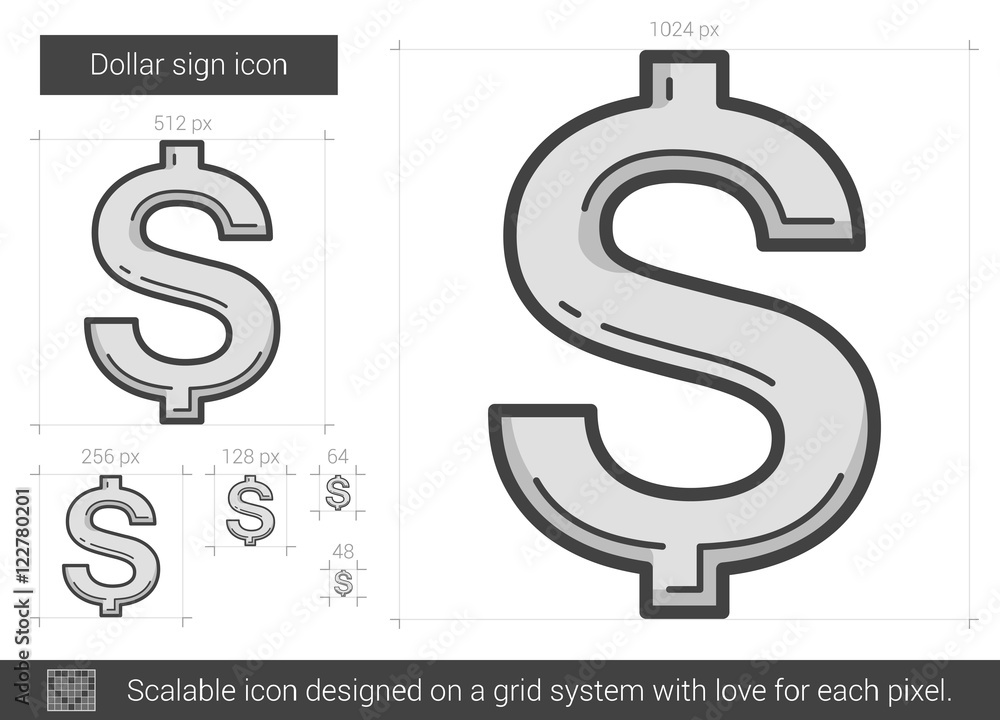 Wall mural dollar sign line icon.