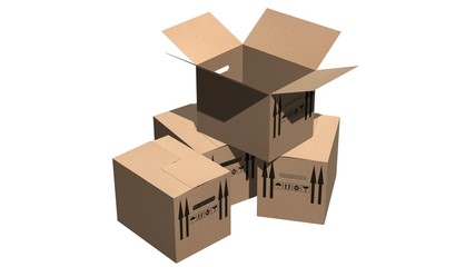 cardboard boxes moving boxes - isolated on white