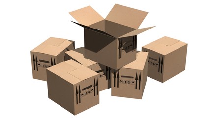 Fototapeta premium cardboard boxes moving boxes - isolated on white
