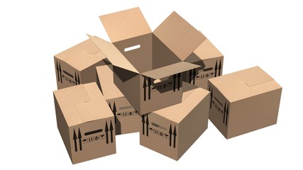 cardboard boxes moving boxes - isolated on white