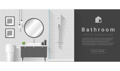 Interior design Modern bathroom background , vector, illustration