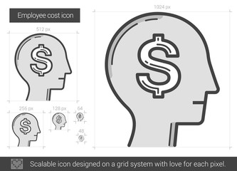 Employee cost line icon.