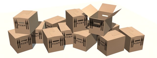 cardboard boxes moving boxes - isolated on white