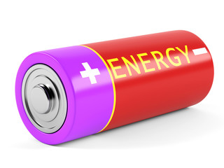 AA size batteries on white background. 3D rendering