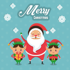 Elf and santa cartoon icon. Merry Christmas season celebration and decoration theme. Colorful design. Vector illustration
