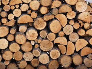 Closeup of a pile of wood
