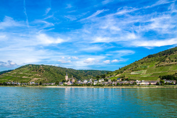 Fototapeta premium Lorch am Rhein, a small town in the Rheingau-Taunus-Kreis in Ger