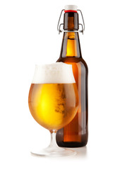 Beer glass on white background