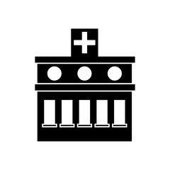 Hospital building icon. Medical and health care theme. Isolated and silhouette design. Vector illustration