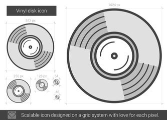 Vinyl disk line icon.