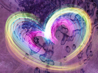 multicolored heart lovely grunge background, textured romantic heart abstract line backdrop