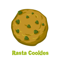 Rasta cookie. Marijuana and biscuit. Reggie food. Narcotic sweet