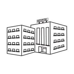 Hospital building icon. Medical and health care theme. Isolated and silhouette design. Vector illustration