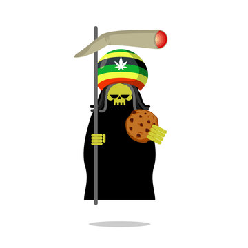 Rasta death offers cookies and joint or spliff. Rastafarian drea